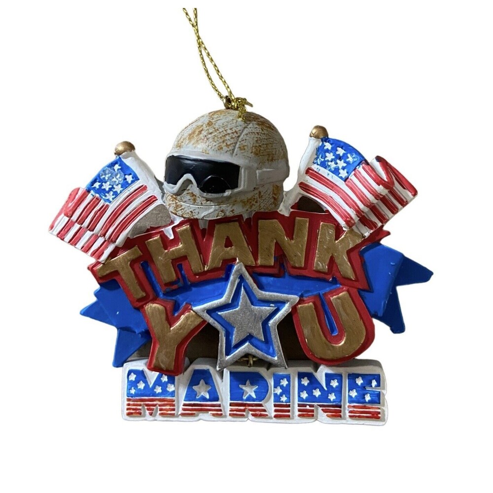 Midwest MARINE Thank you Patriotic Dangle Christmas Ornament Blue White 2.75"